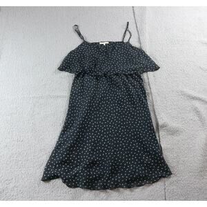 Gold Hawk Dress Silk Womens Medium Floral Print Ruffle Top Spaghetti Strap